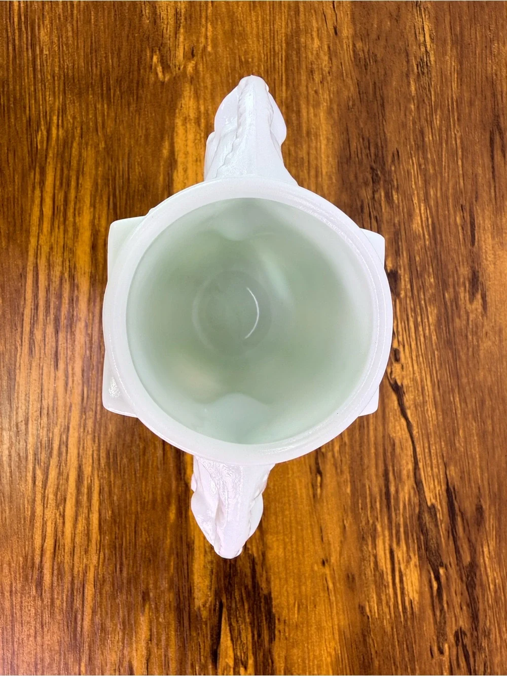 Vintage Macbeth Evans Milk Glass Double Horse Head Vase Art Deco Shave Cup